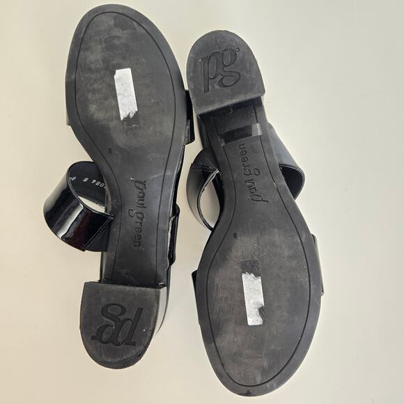 Paul Green Meg Slide Sandals Black Patent Leather Block Heel Summer Women 36 - Picture 8 of 10